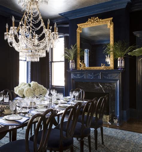 Shazalynn Cavin Winfrey Elegant Traditional Navy Blue Dining Room