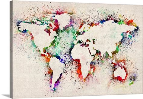 World Map Splash Outline Wall Art Canvas Prints Framed Prints Wall