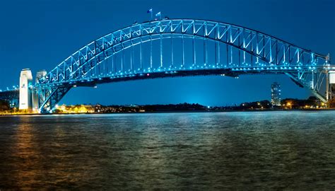 787985 Australia Rivers Bridges Sydney Night Street Lights Rare