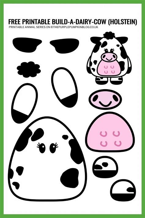 Free Printable Build A Dairy Cow Holstein Template Animal Crafts