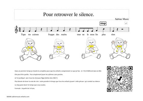 Petite formule rythmique pour jouer le silence Activités et matériel