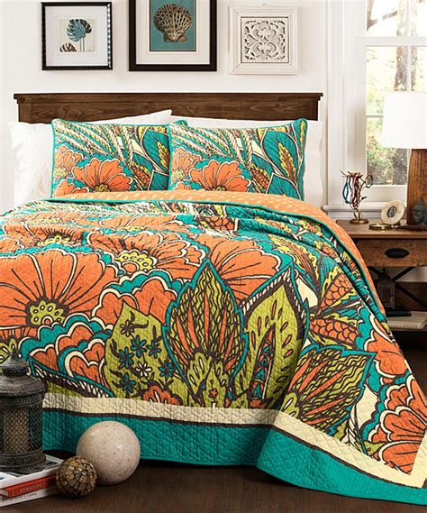 Turquoise And Orange Elena Quilt Set Quilt Sets Lush Decor Turquoise