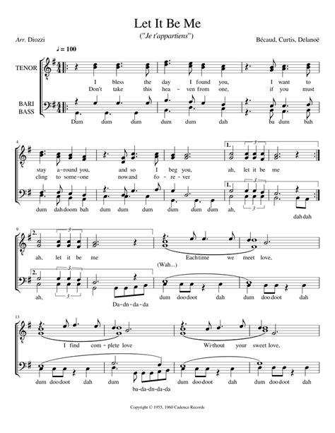 Find your perfect arrangement and access a variety of transpositions so you lyrics begin: Let It Be Me sheet music for Piano download free in PDF or MIDI