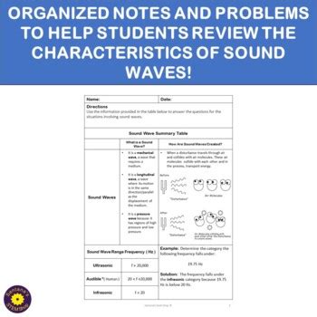 Sound Waves Practice Problems: Notes and Worksheets for Physics | TPT