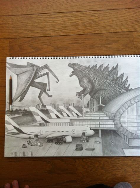 #godzilla #godzilla 2014 #legendary godzilla #godzilla vs muto #epic #the king of the monsters. Godzilla and MUTO drawing (With images) | Japanese monster ...