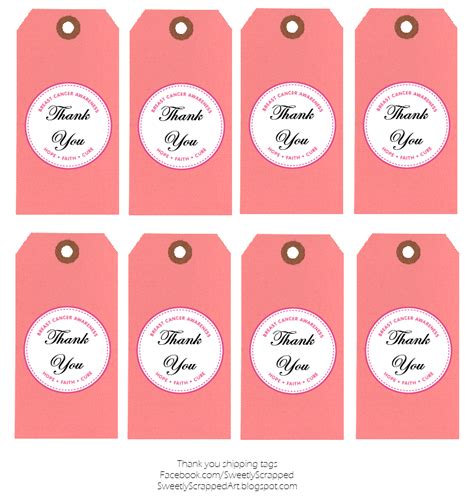 I'm always in awe when i receive a package and it's all wrapped up with beautiful i designed these little thank you tags to tie onto my packages and wanted to share them with you too. Sweetly Scrapped: Breast Cancer Awareness {free} printables