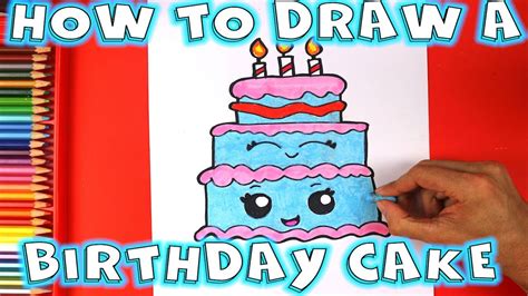 How To Draw A Cake And Color How To Draw A Birthday Cake Youtube