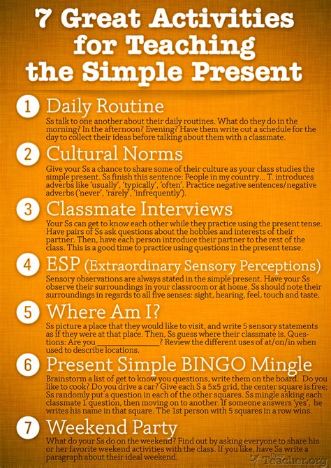 7 Great Activities To Teach The Simple Present Poster