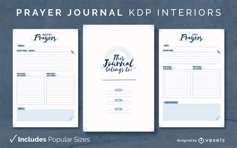 Blue Prayer Journal Design Template Kdp Vector Download
