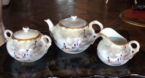 Antique Hand Painted Japanese Tea Set With Gold Rims And Etsy