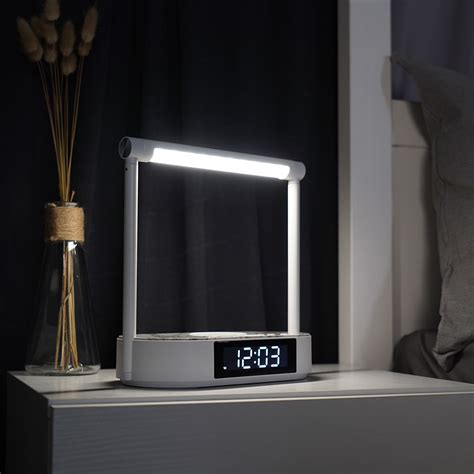 Charging power output 5w ★display: Wireless charger bedside lamp with LCD display and Alarm function and snooze function