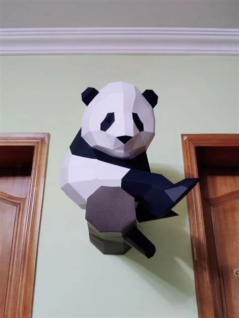 Papercraft Little Panda Diy Paper Craft 3d Template Pdf Kit Etsy