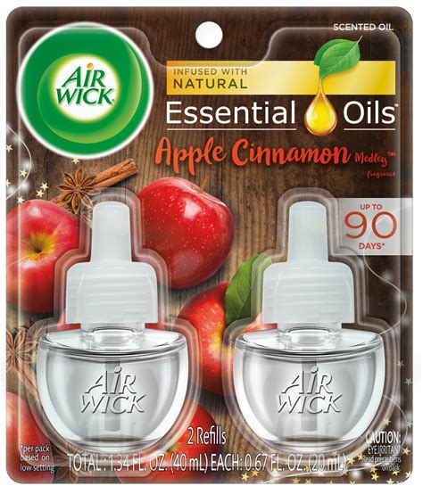 Air Wick Plug In Scented Oil 2 Refills Apple Cinnamon Medley 2x0