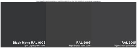 Tiger Drylac Black Matte RAL 9005 Vs RAL 9005 Vs RAL 9005 Color Comparison