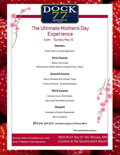 Mothers Day Dinner At Dock 77 Events Calendar