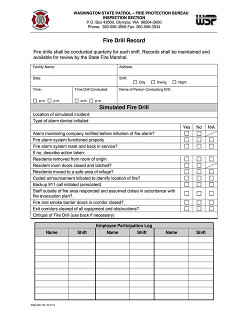 Fire Drill Template Fill Out And Sign Printable Pdf