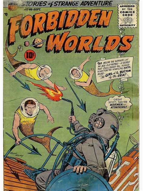 Forbidden Worlds Vintage Golden Age Horror Comic Book Poster By Beachcamper Redbubble
