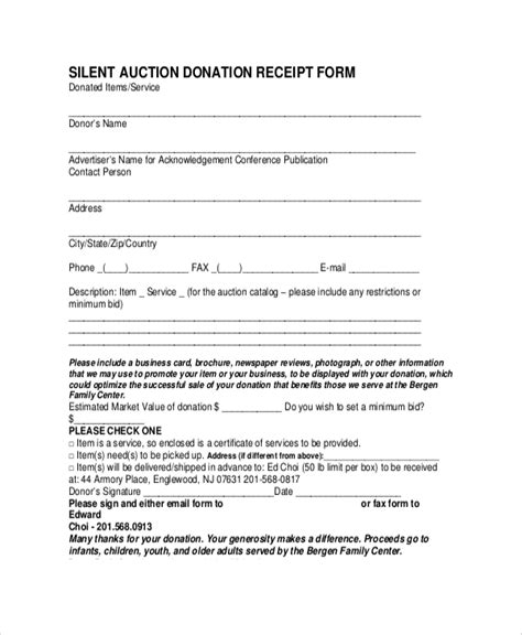 sample donation receipt  documents