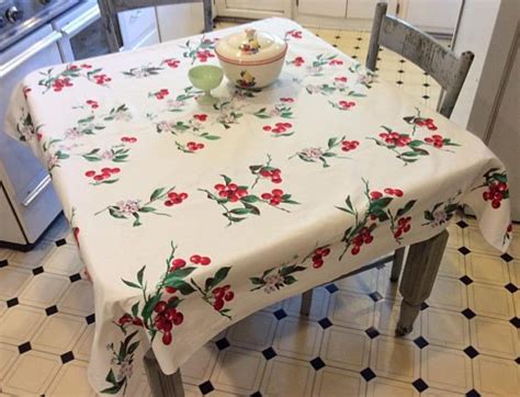 Vintage Wilendur Tablecloth Yummy Cherries Etsy Vintage Tablecloths