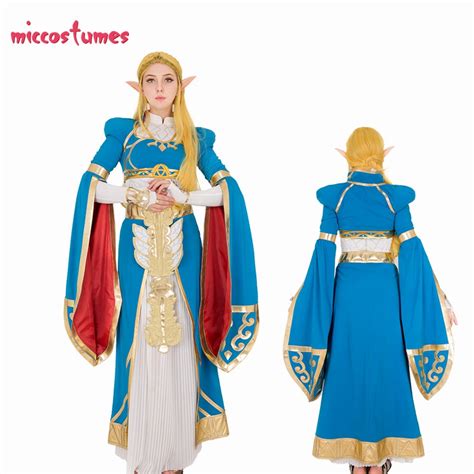 Exclusive The Legend Zelda Breath Wild Princess Blue Long Dress Gown