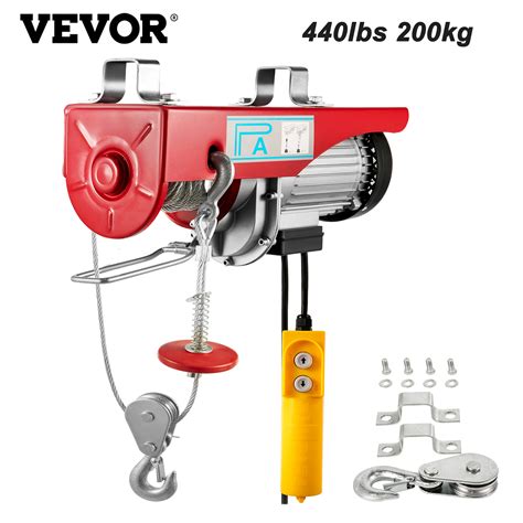vevor 440 lbs 200 kg electric hoist crane new portable lifter overhead garage winch with wired