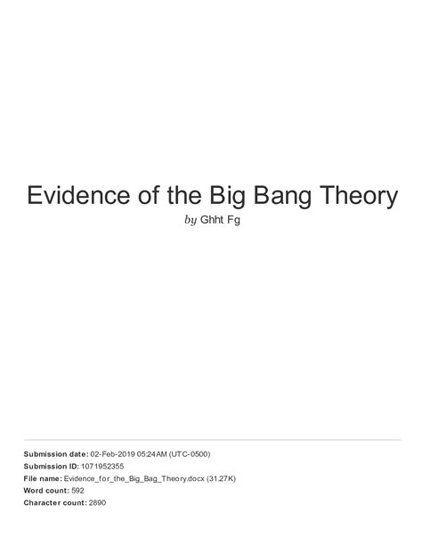 Solution Evidence Of The Big Bang Theory Studypool