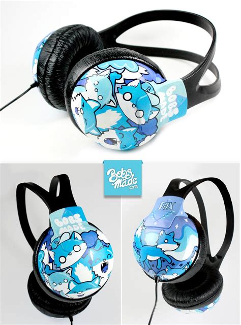 Blue Foxes Headphones By Bobsmade Headphones Blue Graffiti Designs