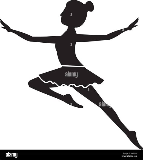 Silhouette With Dancer Jump Second Arabesque Vector Illustration Stock