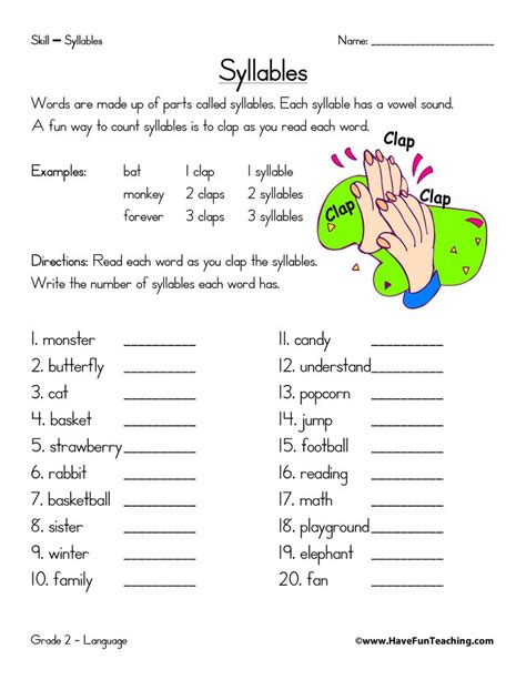 You can create printable tests and worksheets from these grade 2 vowel sounds questions! Syllables Worksheet | Syllable worksheet, Multisyllabic ...