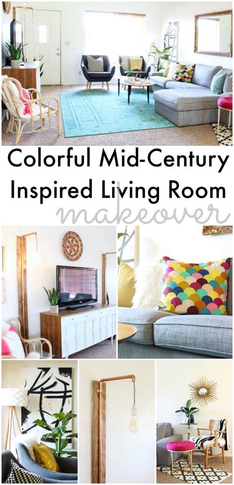 Colorful Mid Century Glam Living Room Makeover Classy Clutter