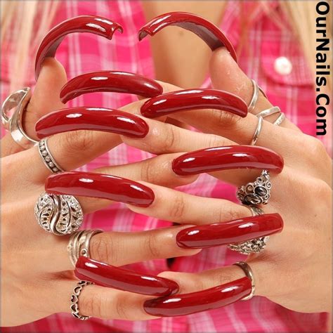 perfect nails gorgeous nails pretty nails long red nails long fingernails aycrlic nails