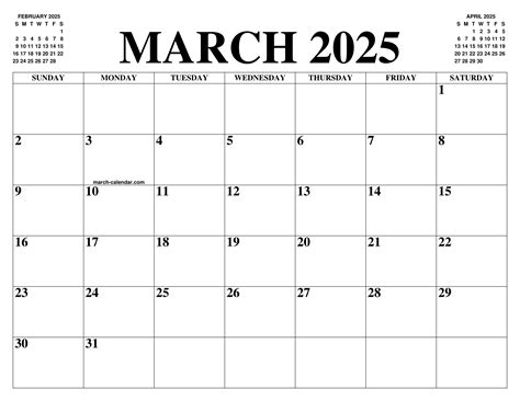 March 2025 Calendar Of The Month Free Printable March Calendar Of The