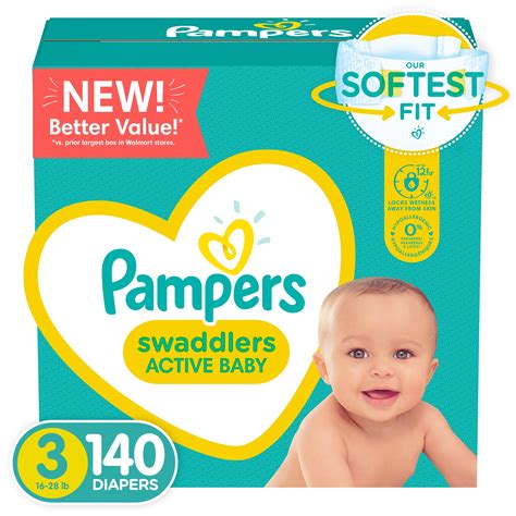 Pampers Swaddlers Active Baby Diapers Size 3 140 Count