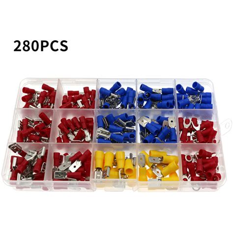 280pcs Insulated Wire Electrical Connectors Butt Ring Spade Quick