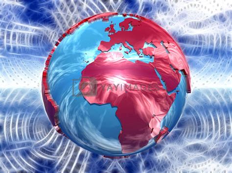 Royalty Free Image Red And Blue Earth On Blue Background By Njaj