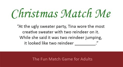 Christmas Match Me - Printable Christmas Party Game