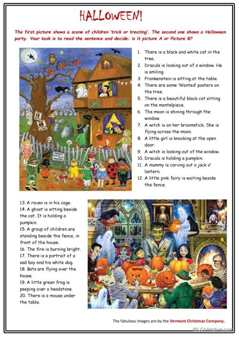 Halloween Picture Description English Esl Worksheets Pdf And Doc
