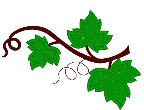 Grape Leaves Set Applique And Fill Stitch Machine Embroidery Designs