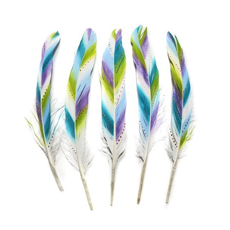 Pastel Hand Painted Feathers 5 Pieces 8 9 Inches Etsy