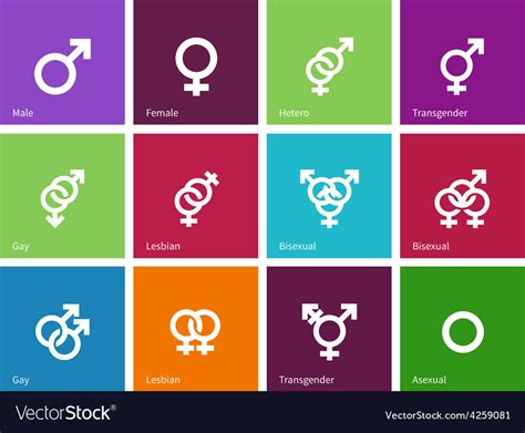 Gender Identities Icons On Color Background Vector Image