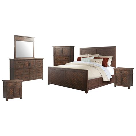 This fantastic queen bedroom set includes a number of storage options from drawers to shelves. Elements Jax 6-Piece Queen Bedroom Set | Royal Furniture ...