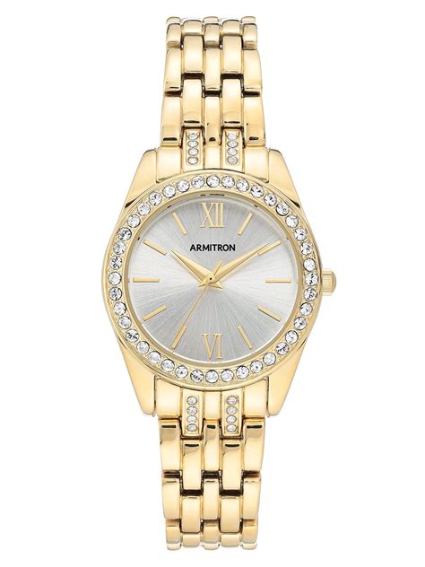 Armitron Ladies Dress Watch With Silver Round Dial And Gold Tone