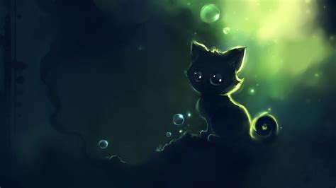 Artwork Apofiss Black Cats Fantasy Art Bubbles Cat Hd Wallpaper