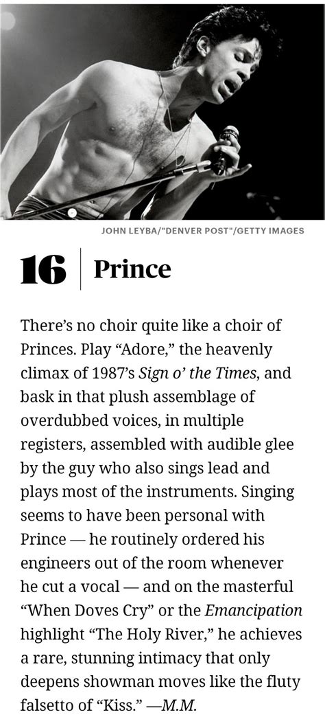 Prince Voted 16th In The Best Singers Of All Time Article By Rolling