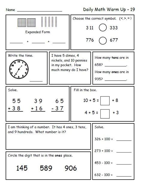 Daily Math Warm Ups For Second Grade Second Trimester
