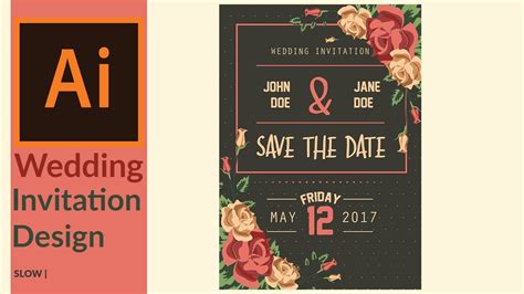 Modern Wedding Invitation Designing In Adobe Illustrator Youtube