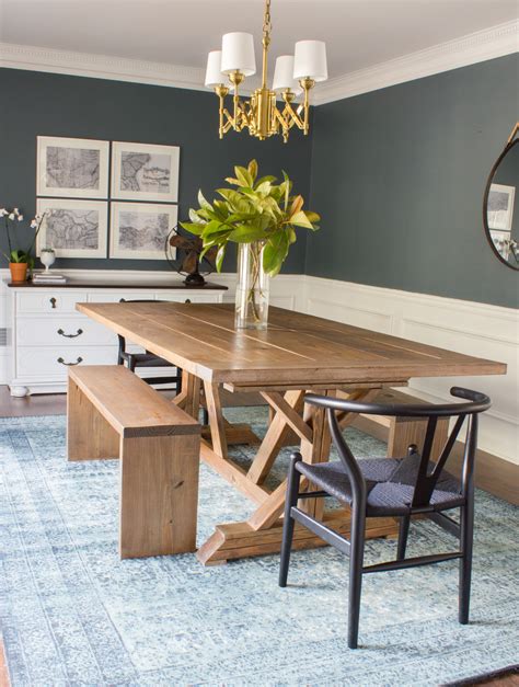 Choose the dining room table design that defines your family's style and character. Modern Farmhouse Dining Table & Benches - Erin Spain