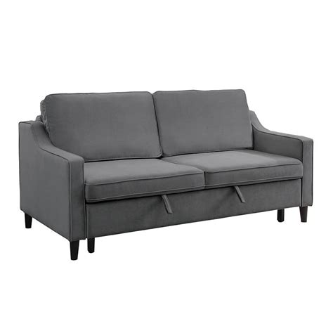 Adelia Convertible Studio Sofa W Pull Out Bed Dark Gray By
