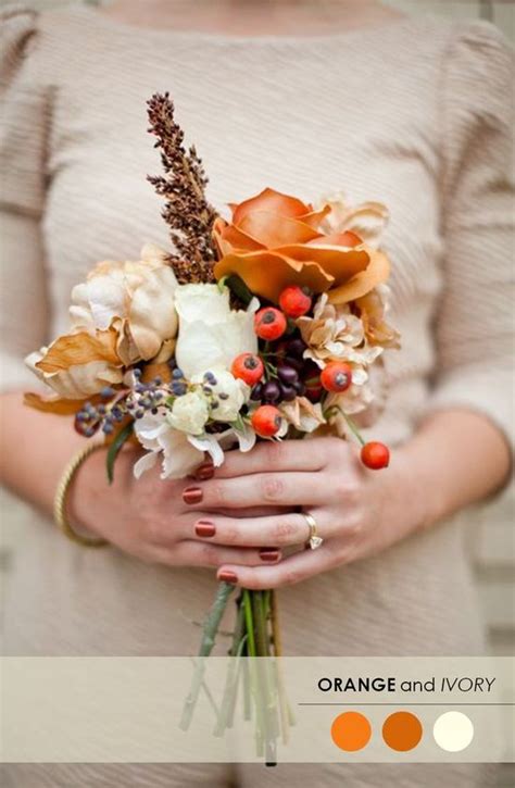 These are some ideas for fall wedding colors. burgundy and marigold fall wedding bouquet