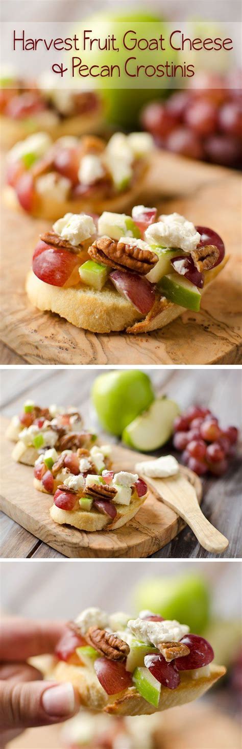 Appetizers for christmas parties and dinners. Harvest Fruit, Goat Cheese & Pecan Crostinis - A fantastic ...